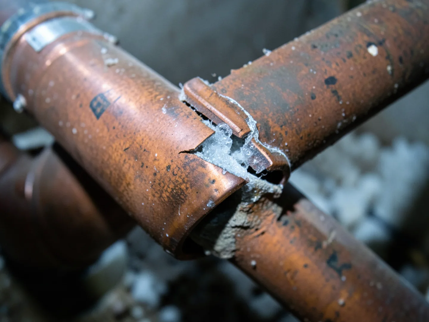 Burst Frozen Copper Pipe Winter Split - Pollock Pines Plumbing
