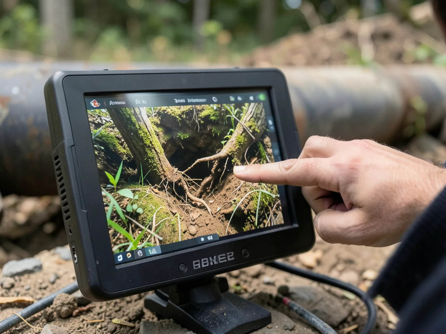 HD color sewer camera monitor inspecting drain lateral