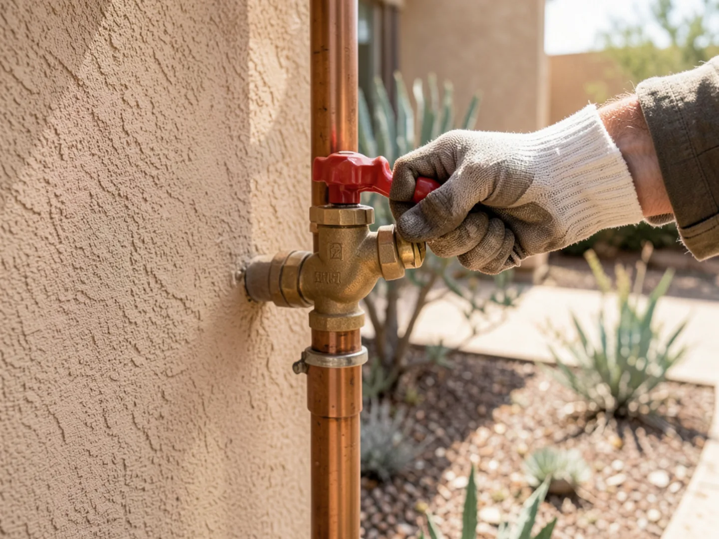Technician Shutting Off Main Water Valve - Emergency Plumbing