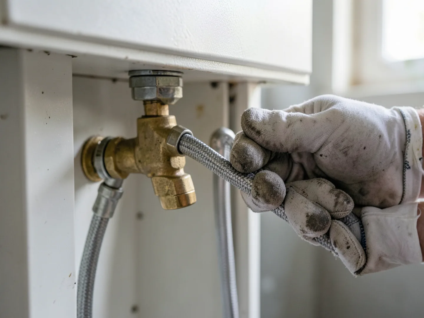 Connecting Braided Stainless Dishwasher Supply Line - Kitchen Plumbing