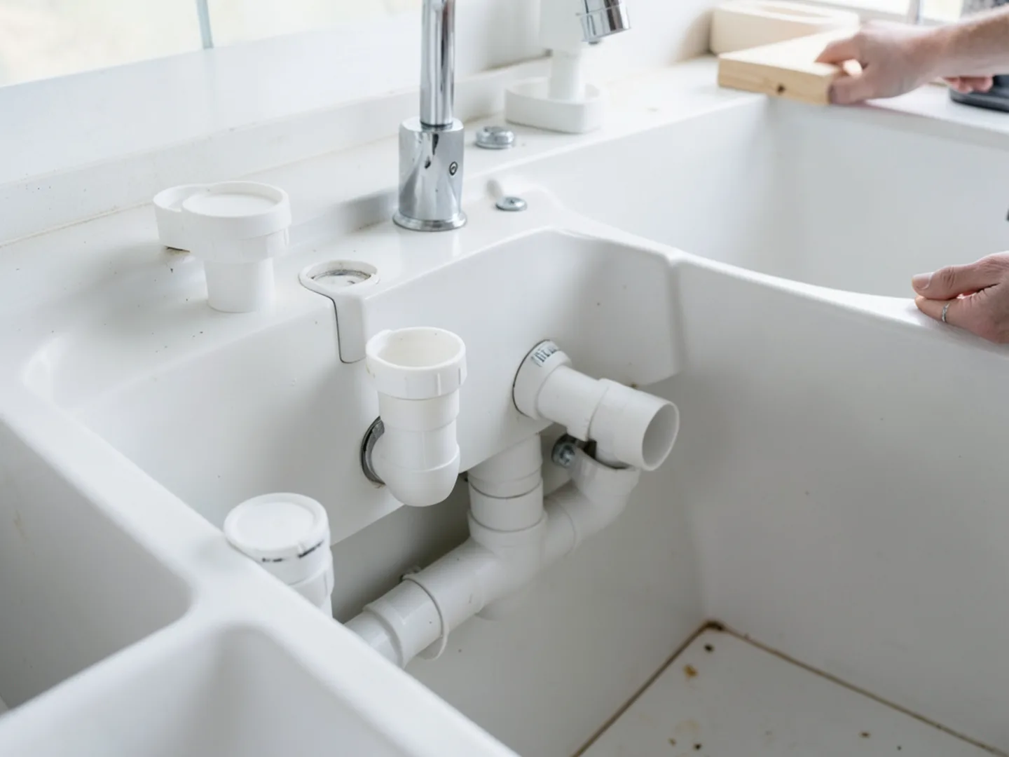 Dual Basin P Trap Piping - Kitchen Plumbing