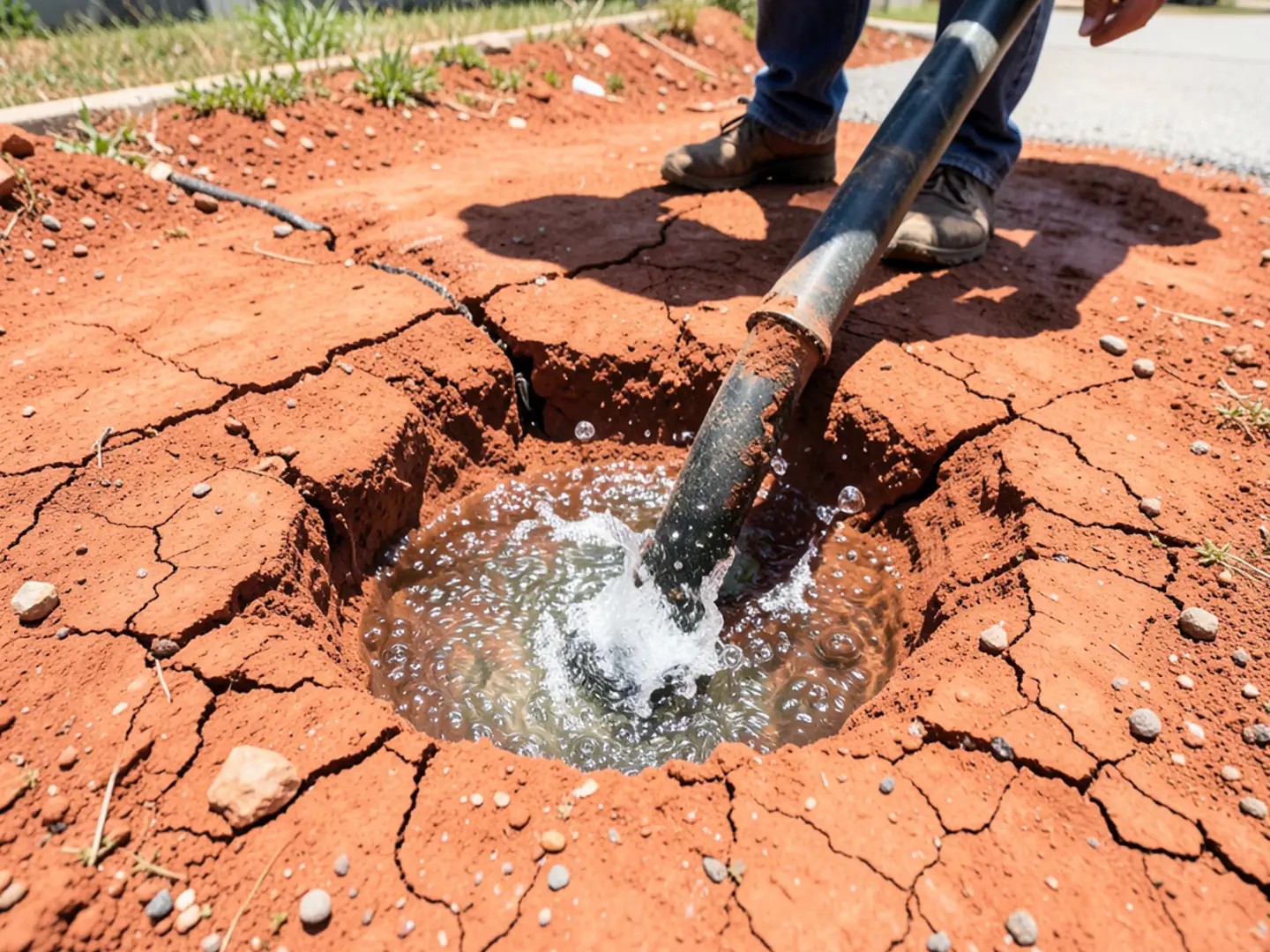 Broken Underground Poly Pipe Water Bubbling - Water Line Repair